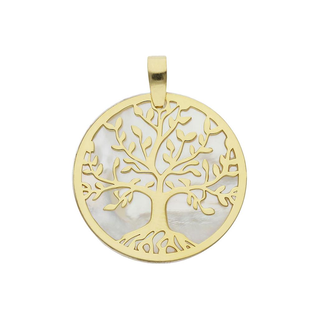 COLGANTE ARBOL DE LA VIDA NACAR + PLATA CHAPADA ORO - 18MM