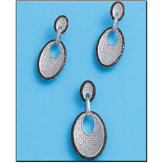 COLGANTE CIRCONITAS NEGRAS PLATA 925MM