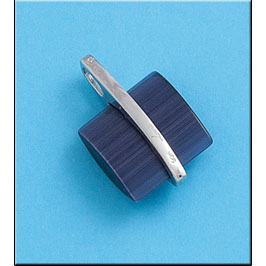 COLGANTE OJO DE GATO AZUL PLATA 925MM