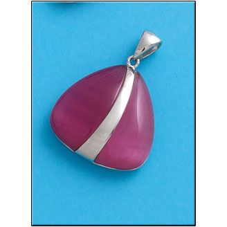 COLGANTE OJO DE GATO FUCSIA PLATA 925MM