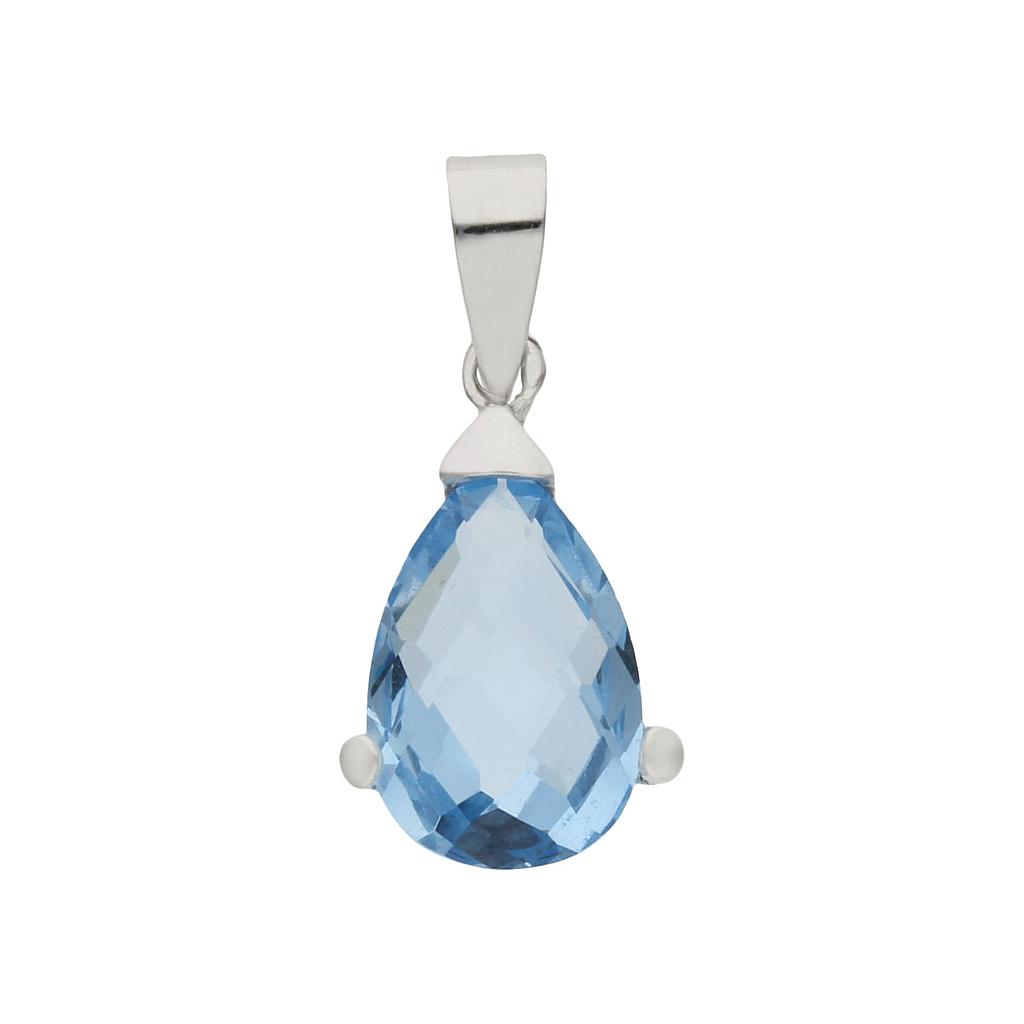 COLGANTE ORO BLANCO 18KL PIEDRA AZUL