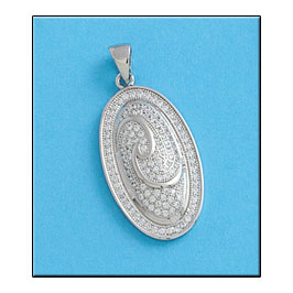 COLGANTE OVALADO CIRCONITAS PLATA 925MM