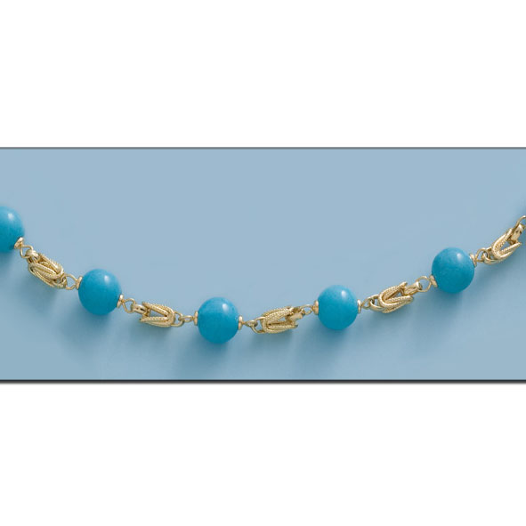 COLLAR ENTREPIEZA TURQUESAS ORO 18KL