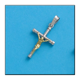 CRUZ CON CRISTO - PLATA Y ORO CHAPADO