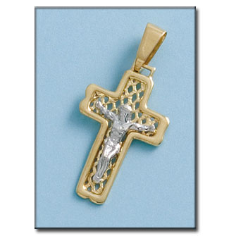 CRUZ EN ORO DE 18KL CON CRISTO - 17X27MM