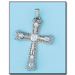 CRUZ ORO BLANCO 18KL CON CIRCONITAS