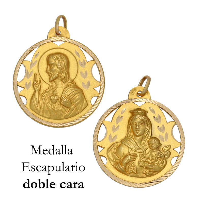 MEDALLA ORO 18KL ESCAPULARIO MEDIDA 22MM