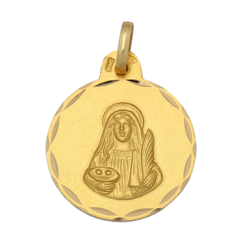 MEDALLA ORO 18KL SANTA LUCIA DE 19MM