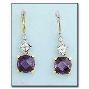 PENDIENTES BICOLOR ORO 18KL AMATISTA