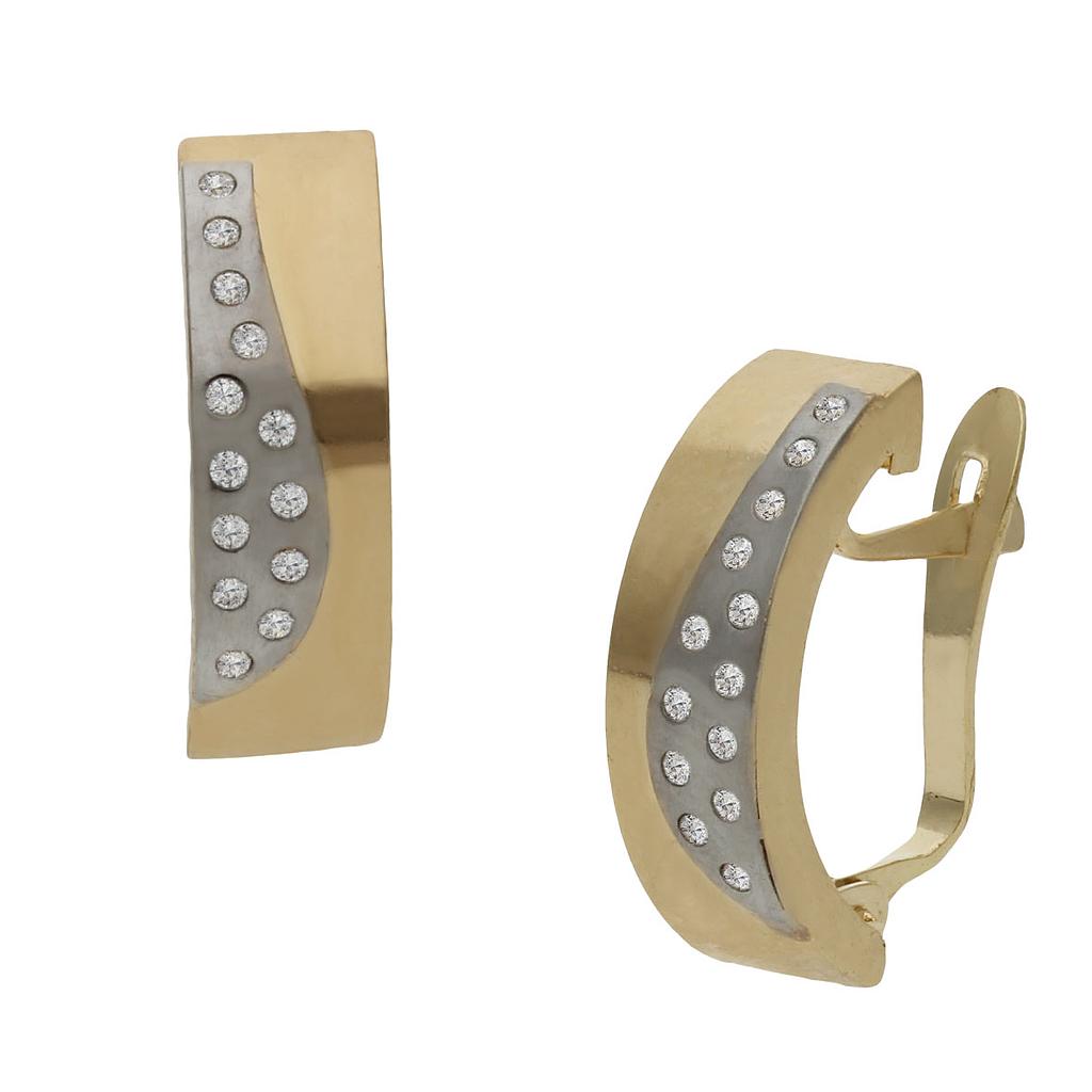 PENDIENTES BICOLOR ORO 18KL CIRCONITAS - 5x16mm