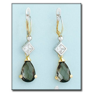 PENDIENTES BICOLOR ORO 18KL OLIVINA