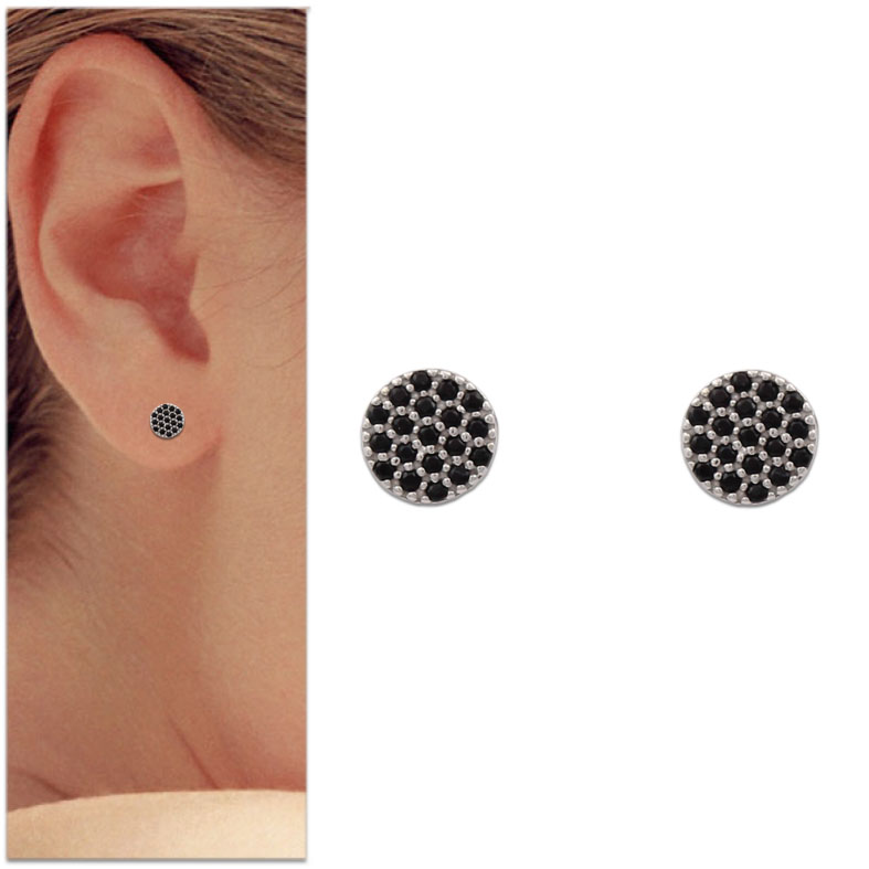 PENDIENTES CIRCULO ORO BLANCO 18KL NEGRA