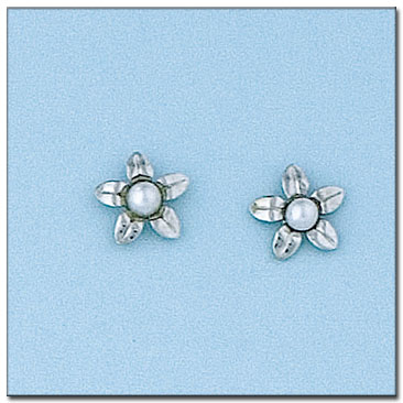 PENDIENTES FLOR ORO BLANCO DE 18KL