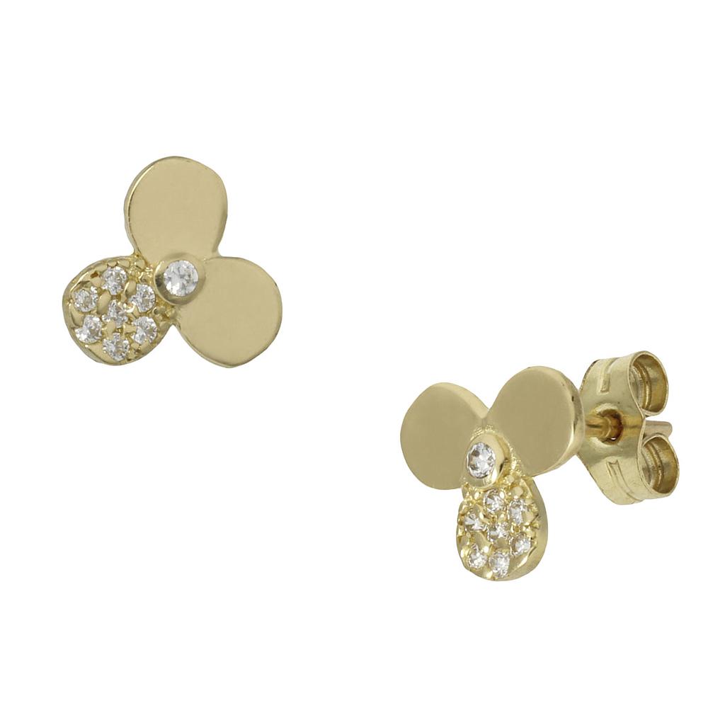 PENDIENTES TREBOL ORO 18KL CIRCONITAS