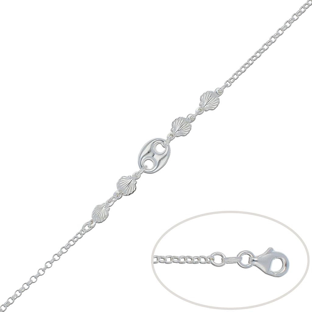 PULSERA CALABROTE + CONCHAS PLATA 925MM