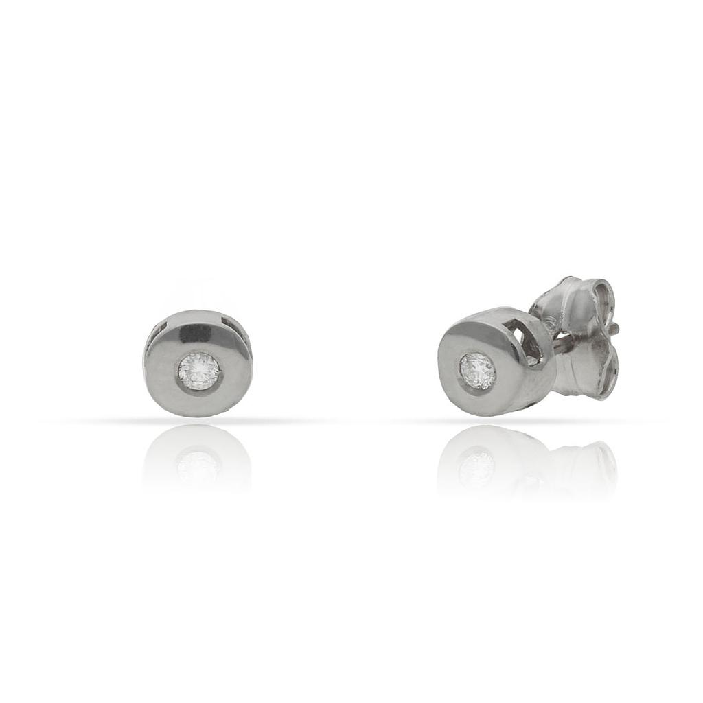 PENDIENTES ORO BLANCO 18KL DIAMANTES CHATON - 5.50MM