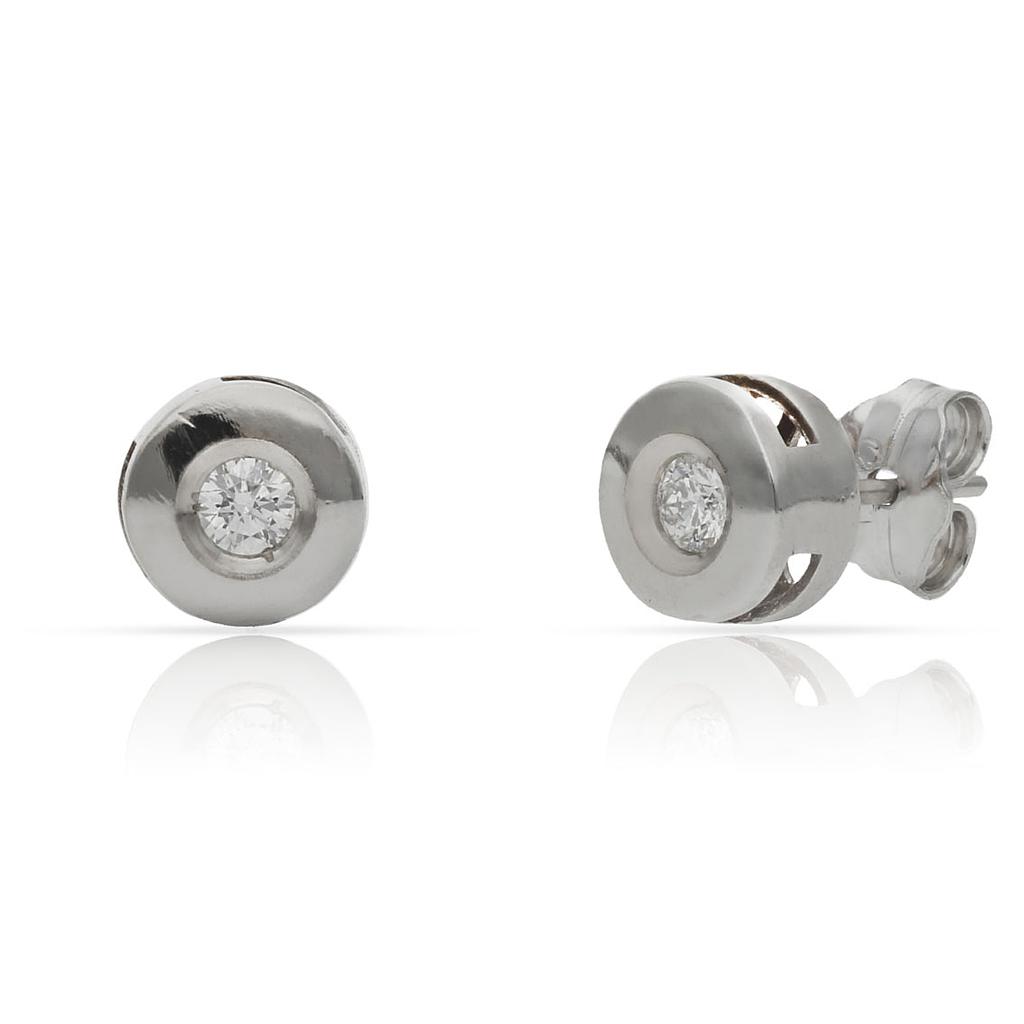 PENDIENTES ORO BLANCO 18KL DIAMANTES CHATON - 7.50MM